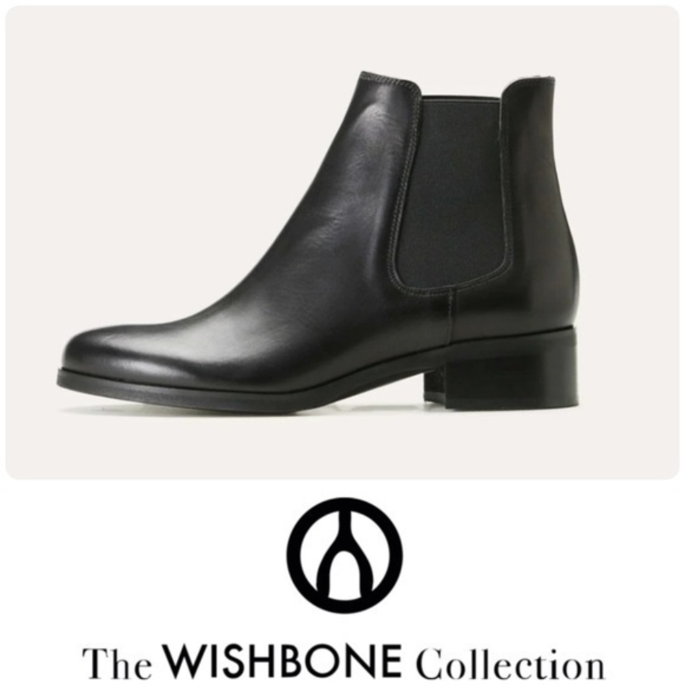 WISHBONE Designer Genuine Leather Black  Ankle Boots